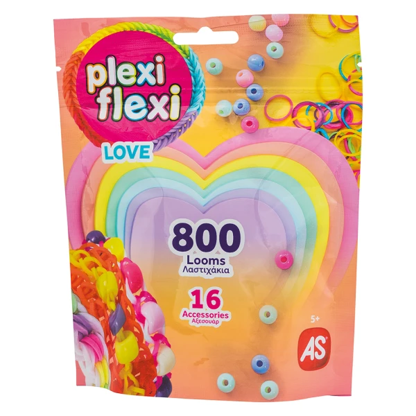 PLEXI-FLEXI LOVE PACK WITH 800 LOOMS & 16 CHARMS FOR AGES 5+ - 3 DESIGNS