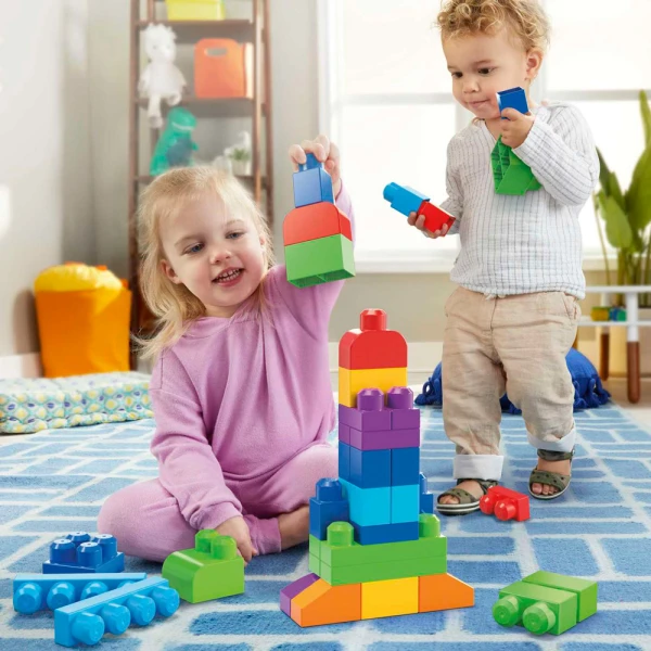 MEGA BLOKS FIRST BUILDERS ΤΟΥΒΛΑΚΙΑ ΤΣΑΝΤΑ ΜΠΛΕ 60 τεμ.