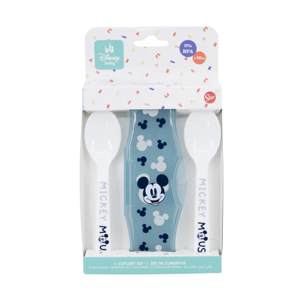 TRAVEL SET 2 SPOONS MICKEY MOUSE FULL OF SMILES