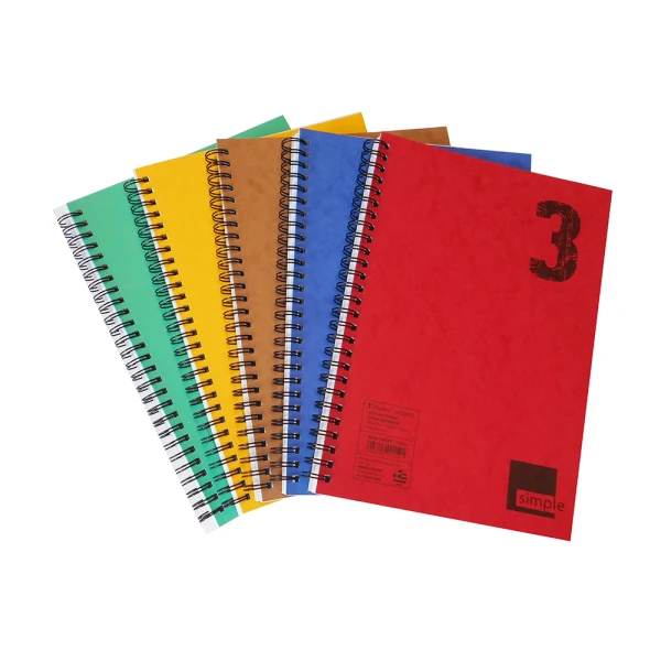 NOTEBOOK SPIRAL 17x24 90F SIMPLE 3 SUBJECTS - 5 COLOURS