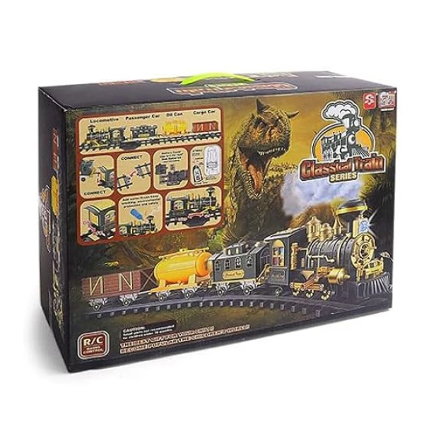 REMOTE CONTROLLED TRAIN WITH DINOSAURS SMOKE LIGHTS & SOUNDS 27MHz