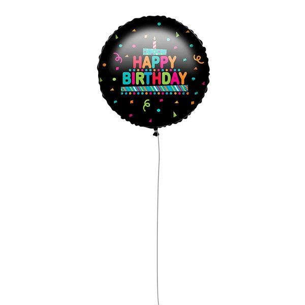ΜΠΑΛΟΝΙ HAPPY BIRTHDAY BLACK CONFETTI FOIL 46 cm