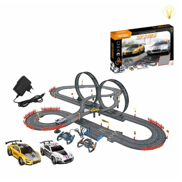 RACEWAY WITH 2 CARS & CONTROLLERS WITH ADAPTER 790cm