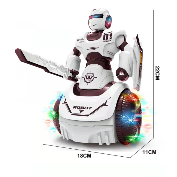 BATTERY OPERATED ROBOT 22 cm WITH SWORD AND SHIELD - 2 COLOURS