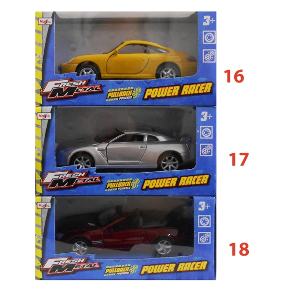 MAISTO FRESH METAL CARS PULL BACK 1:36 - 18 DESIGNS