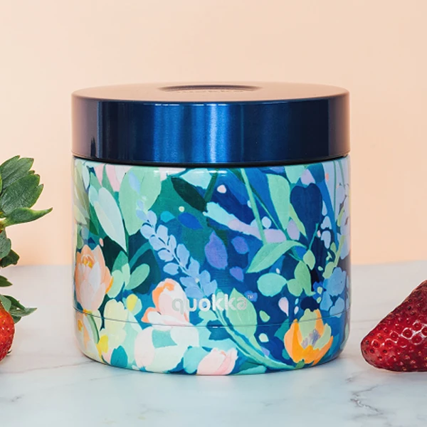 QUOKKA STAINLESS STEEL ΔΟΧΕΙΟ ΦΑΓΗΤΟΥ 600ml WHIM - FLORAL PARTY
