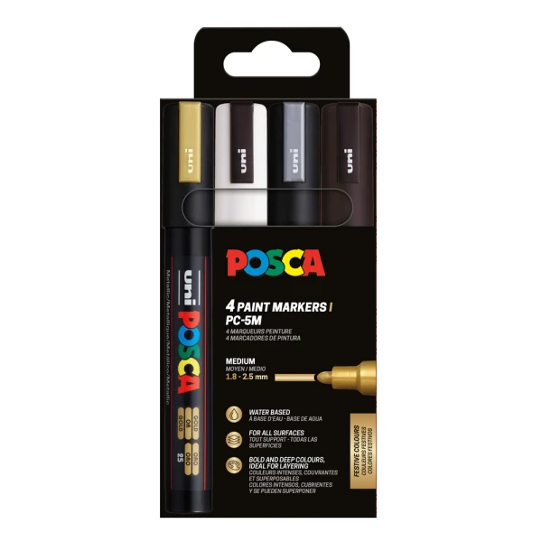 POSCA ΣΕΤ 4 ΜΑΡΚΑΔΟΡΟΙ PC-5M - BWSG COLOR