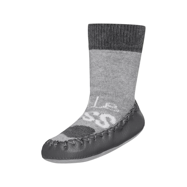 SOXO KIDS KNITTED SLIPPERS WITH LEATHER SOLE LITTLE BOSS