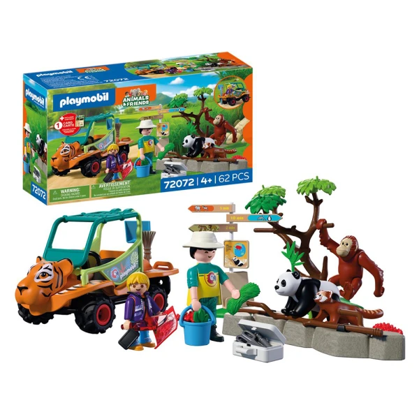 PLAYMOBIL ANIMALS & FRIENDS  ZOO ZOOKEEPER WITH VEHICLE