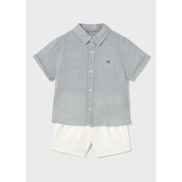 MAYORAL SET BERMUDA SHORTS  LIGHT BLUE-CREAM