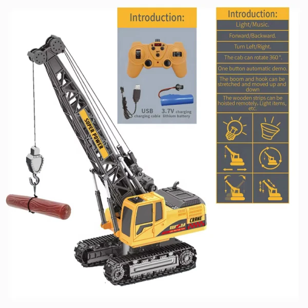 REMOTE CONTROL TOWER CRANE WITH CRAWLERS USB 2.4GHZ