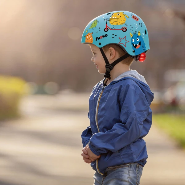 SHOKO PROTECTIVE HELMET WITH LIGHT - MINTY MONSTERS