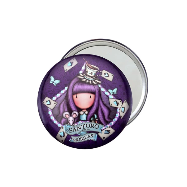 GORJUSS MIRROR WITH POUCH WONDERLAND A LITTLE MORE TEA