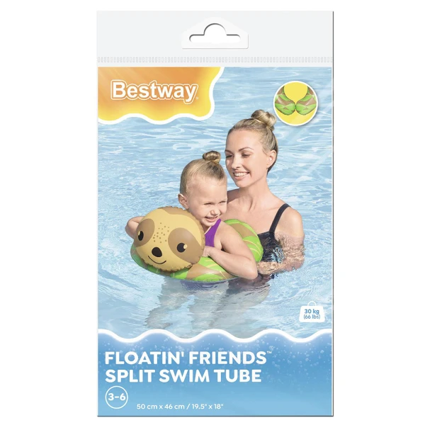 BESTWAY FLOATING FRIENDS SPLIT SWIM TUBE - SLOTH