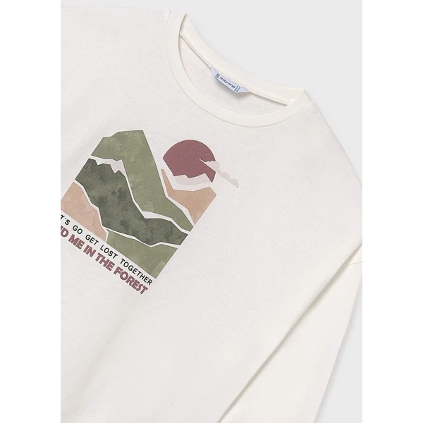 MAYORAL LONG-SLEEVE T-SHIRT DESIGN BEIGE-GREEN