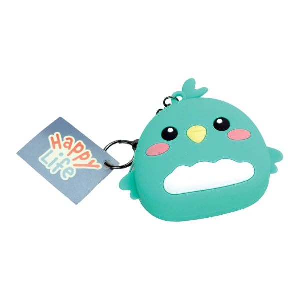 SILICONE KEYCHAIN COIN PURSE HAPPY LIFE BIRD