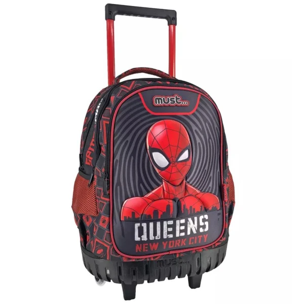 MUST SCHOOL TROLLEY BACKPACK 34X20X44 cm 3 CASES SPIDERMAN QUEENS NEW YORK CITY