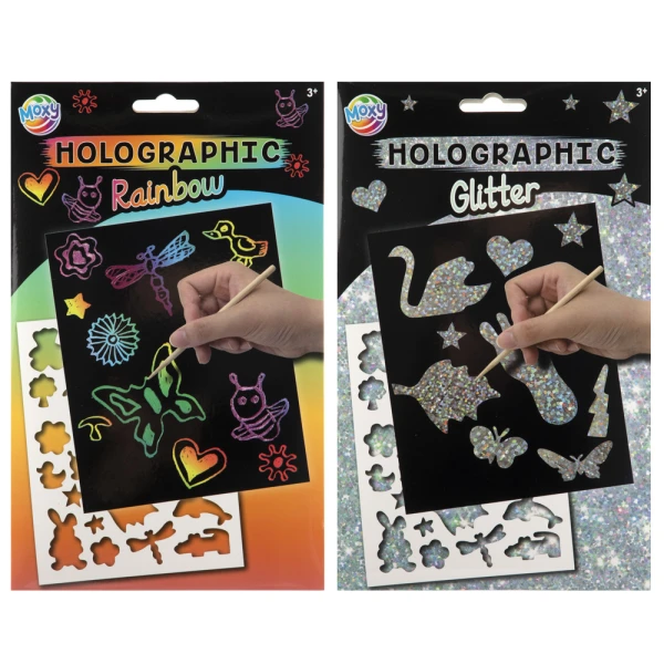 SCRATCH PAPER A5 GLITTER/RAINBOW - 2 DESIGNS