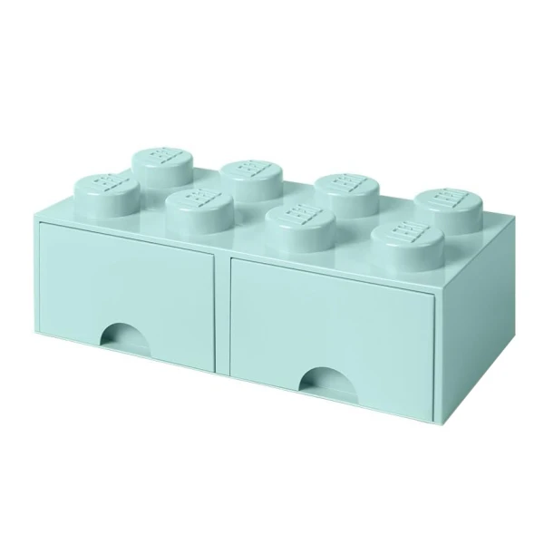 LEGO STORAGE BOX RECTANGULAR WITH DRAWERS LIGHT BLUE (AQUA)