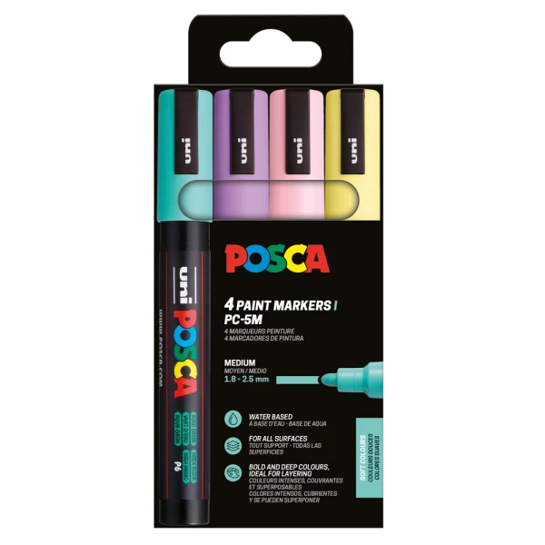 POSCA ΣΕΤ 4 ΜΑΡΚΑΔΟΡΟΙ PC-5M - SOFT COLOR