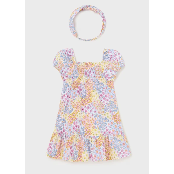MAYORAL DRESS PRINTED HEADBAND PINK