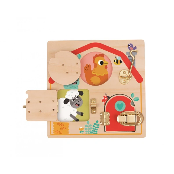 TOOKY TOY WOODEN LATCHES ACTIVITY BOARD