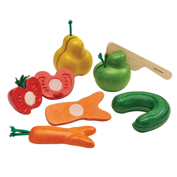 PLAN TOYS ΣΕΤ ΦΡΟΥΤΑ ΚΑΙ ΛΑΧΑΝΙΚΑ (ΜΕ ΑΤΕΛΕΣ ΣΧΗΜΑ)
