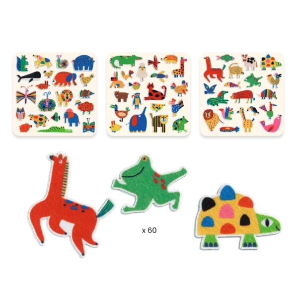 DJECO I CREATE WITH 60 PCS ADHESIVE FELT ANIMALS