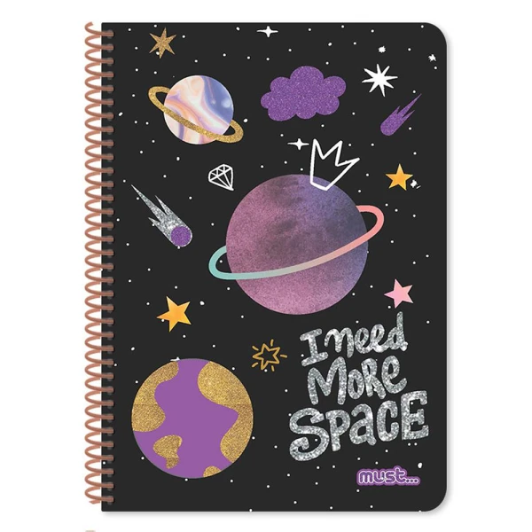 MUST SPIRAL NOTEBOOK 17X25 2THEMES 60 SHEETS CUTE - 4 DESIGNS