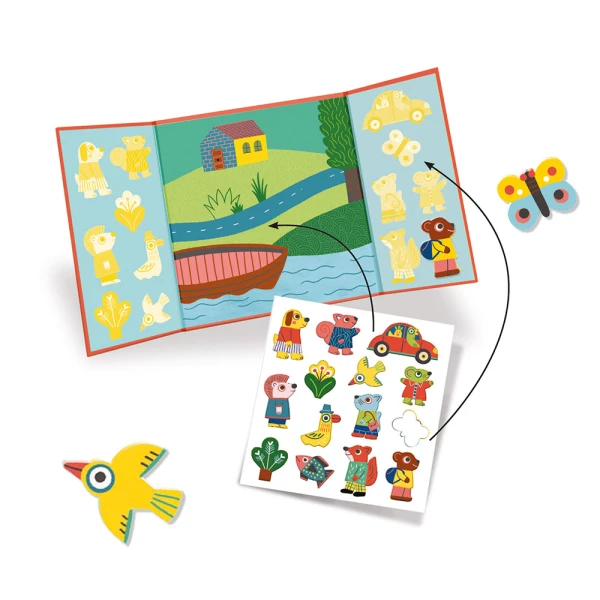 DJECO TRIPTYCH WITH STICKERS +18 MONTHS ANIMALS