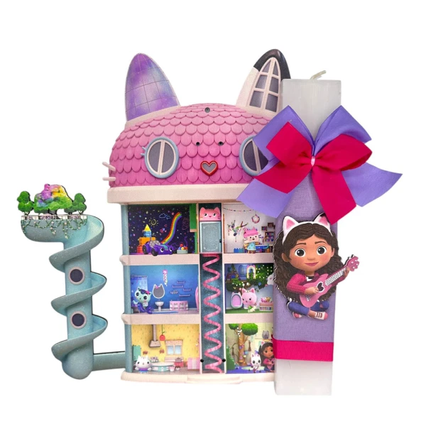 HANDMADE EASTER CANDLE GIRL IN THE CAT HOUSE
