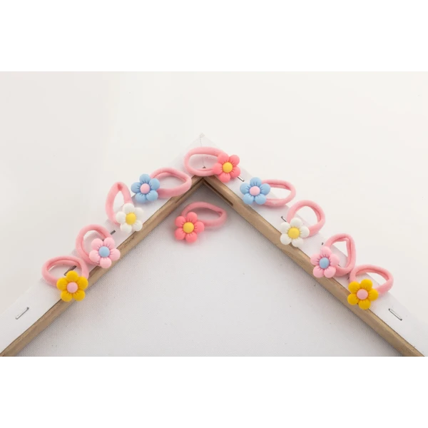 HAIR TIES SET 2 pcs FLOWER - 6 COLOURS