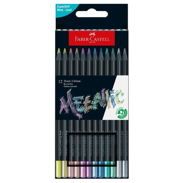 FABER-CASTELL ΣΕΤ 12 ΞΥΛΟΜΠΟΓΙΕΣ BLACK EDITION ΜΕΤΑΛΛΙΚΕΣ ΑΠΟΧΡΩΣΕΙΣ