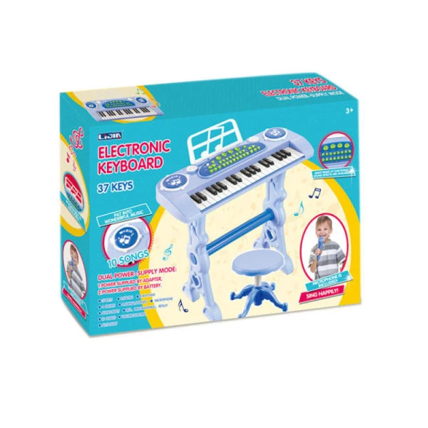 BLUE HARMONIUM 328-03A WITH 37 KEYS & STOOL WITH ADAPTOR