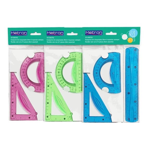 METRON KIDS FLEXIBLE GEOMETRY SET 20 cm TRANSPARENT - 3 COLORS