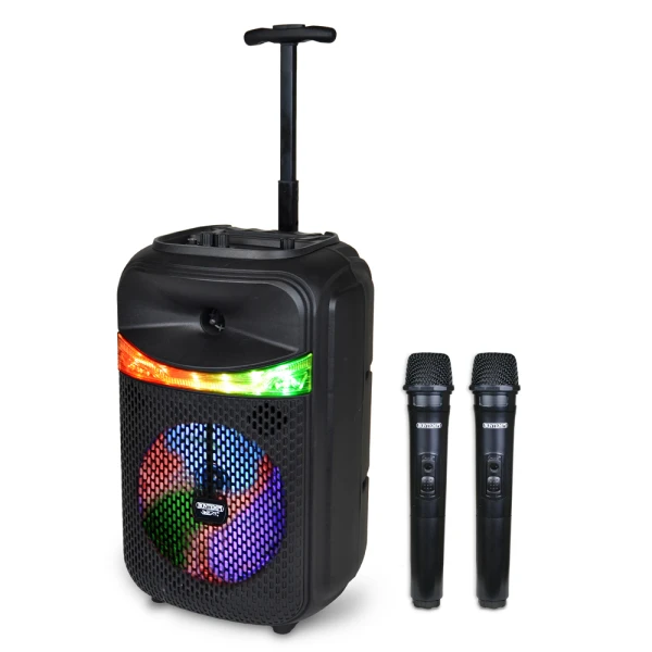 BONTEMPI TROLLEY WIRELESS SPEAKER WITH 2 WIRELESS MICROPHONES AND RGB LIGHTS