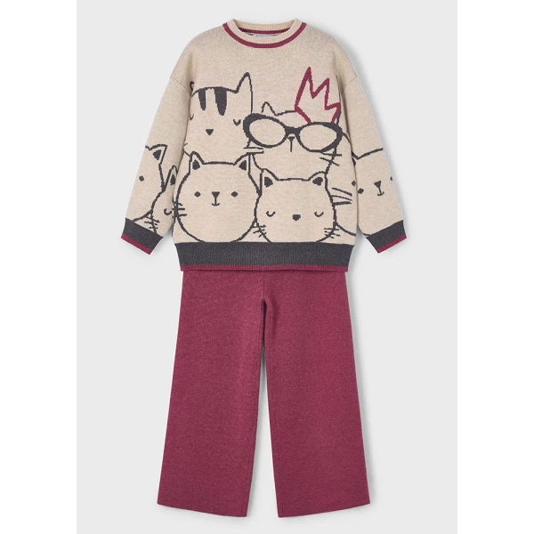 MAYORAL SET TROUSERS LONG KNITTED CHERRY MIX