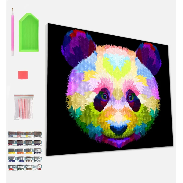 SPLAT PLANET DIAMOND PAINTING KIT ON FRAMED CANVAS 30X40 cm PANDA