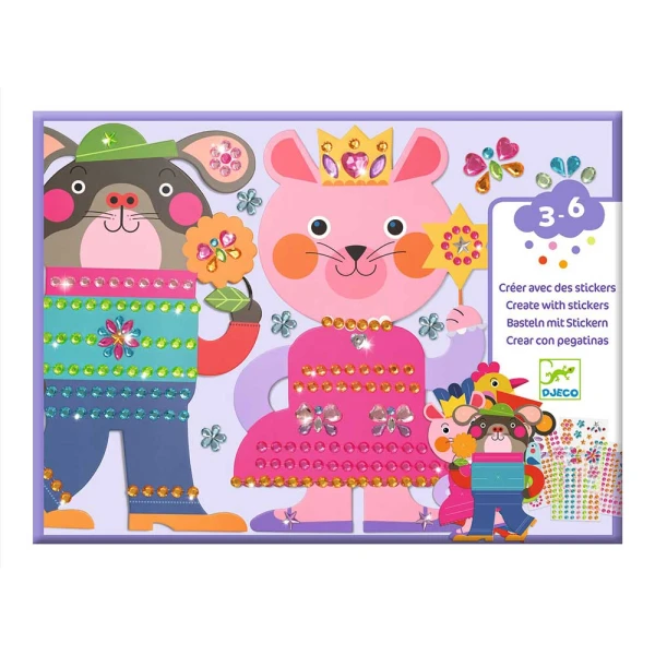 DJECO DECORATE WITH GEM STICKERS - ANIMAL PICTURES