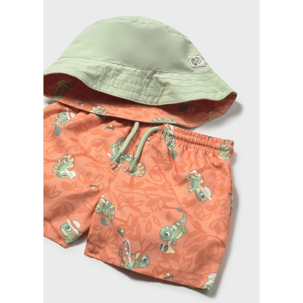 MAYORAL SET SWIMSUIT WITH HAT SOFT ORANGE