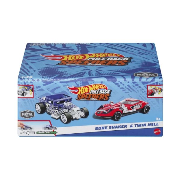 HOT WHEELS CARS PUL BACK SET OF 2 - BONE SHAKER & TWIN MILL