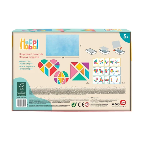 HAPPIHOBBI MAGNET MAGICAL SHAPES 26 EDUCATIONAL PAPER MAGNETS 