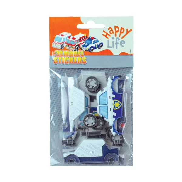 3D STICKER PUZZLE 24 pcs VEHICLES - 3 DESIGNS