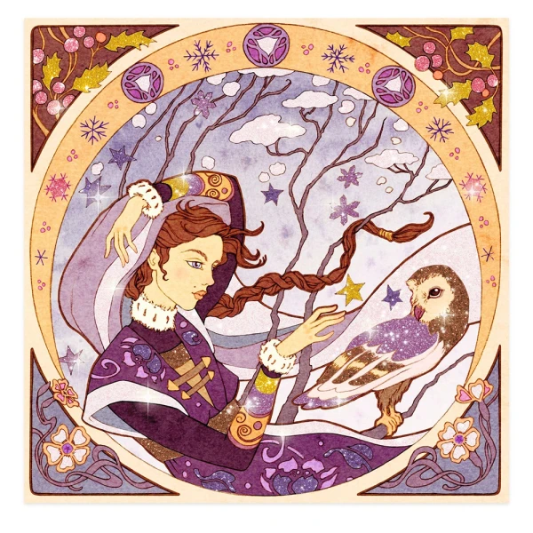 DJECO INSPIRED BY ALFONS MUCHA - ΖΩΓΡΑΦΙΚΗ ΜΕ ΓΚΛΙΤΕΡ ΝΕΡΑΙΔΕΣ