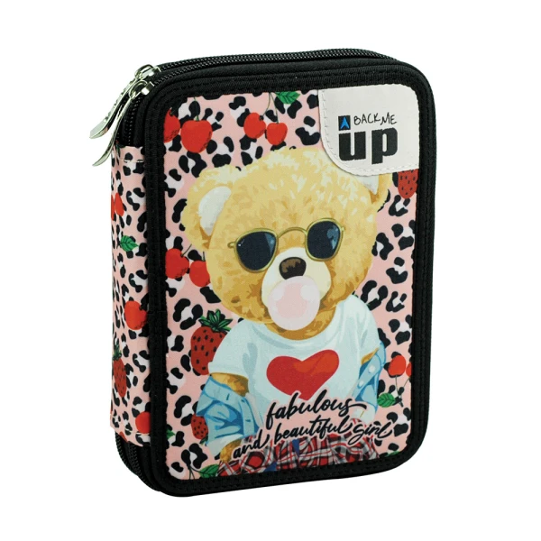BACK ME UP DOUBLE FILLED  PENCIL CASE FASHION BEAR