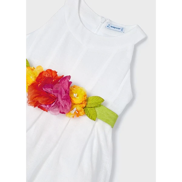 MAYORAL DRESS BELT FLOWERS WHITE