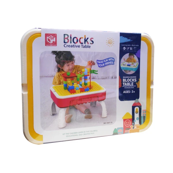 PLAYING TABLE WITH 58 BRICKS FOLDABLE PINK