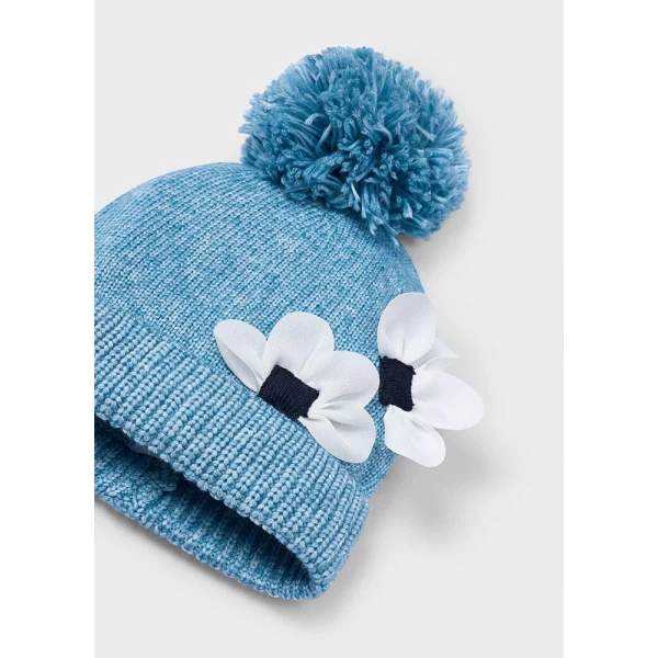 MAYORAL SET BEANIE SCARF FLOWERS BLUE MIX