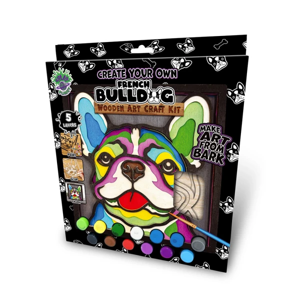 SPLAT PLANET WOODEN 3D PAINTING CONSTRUCTION FRENCH BULLDOG