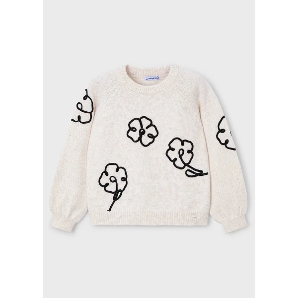 MAYORAL JERSEY FLOWERS APPLIQUE MACCHIATO 